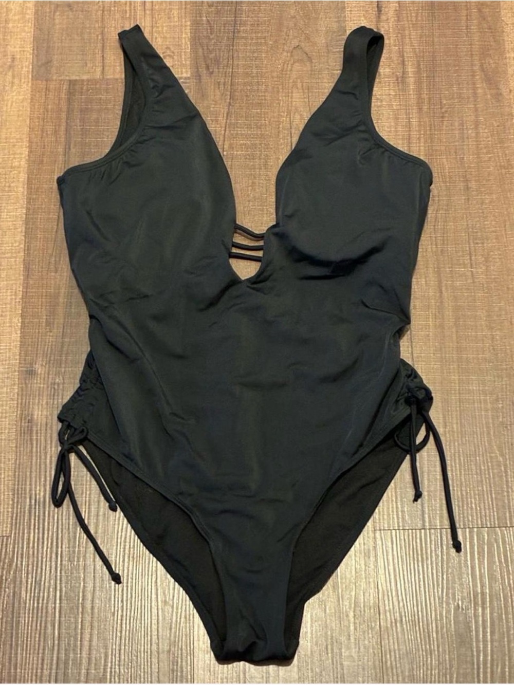 Ashley Graham Black One-Piece Swimsuit with Side Ties